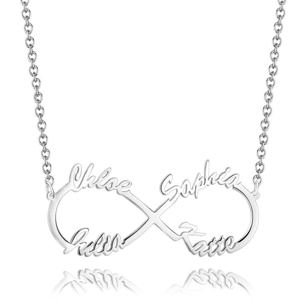 Collier Prenom Collier Prénom Infini Quatre Noms Plaqué Or Rose, Cadeau Parfait