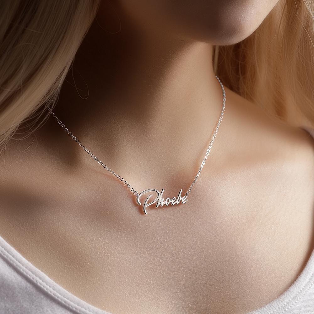 Collier Prenom Collier Prénom Personnalisé, Cadeaux Pour Maman Argent Plaqué Platine