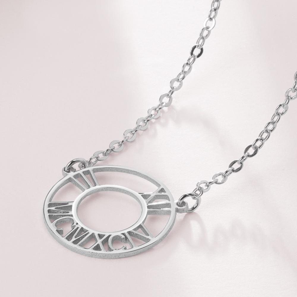 Collier Prenom Collier Chiffre Romain Collier Date Personnalisé Cadeaux Commémoratifs Plaqué Platine