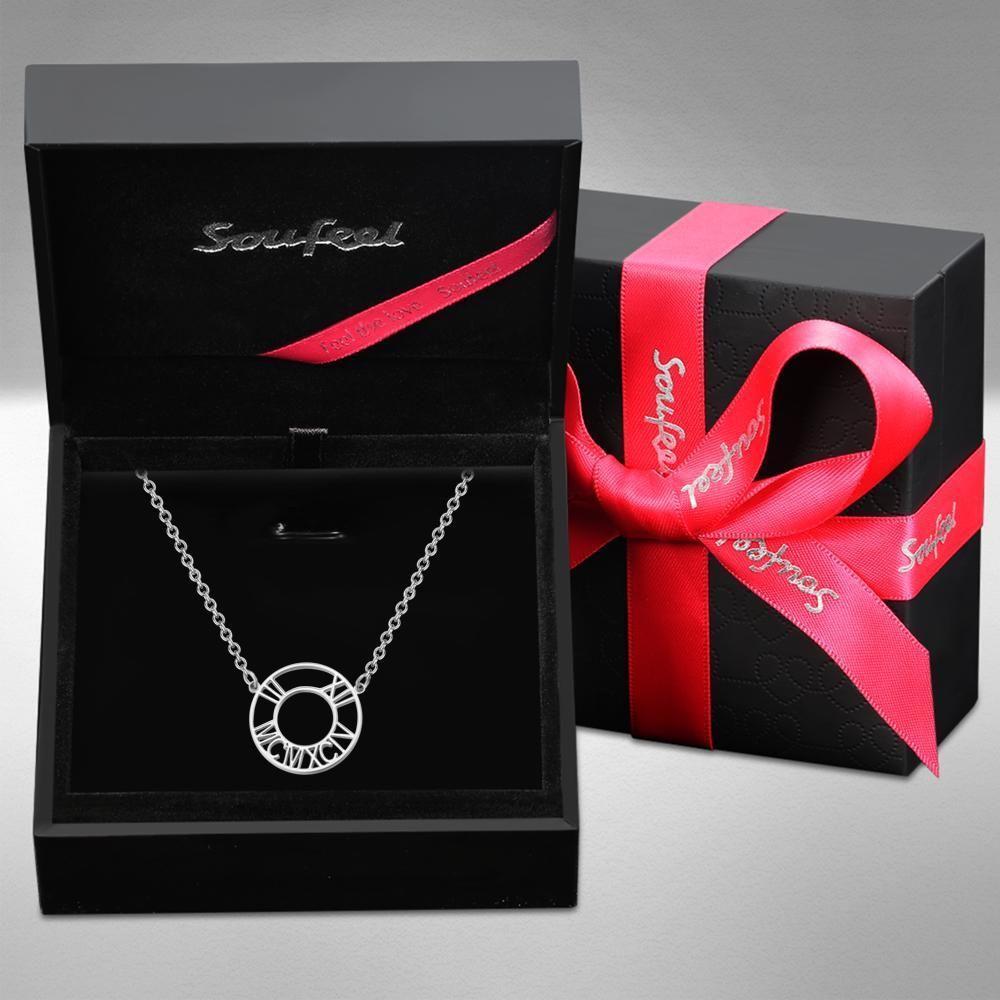 Collier Prenom Collier Chiffre Romain Collier Date Personnalisé Cadeaux Commémoratifs Plaqué Platine