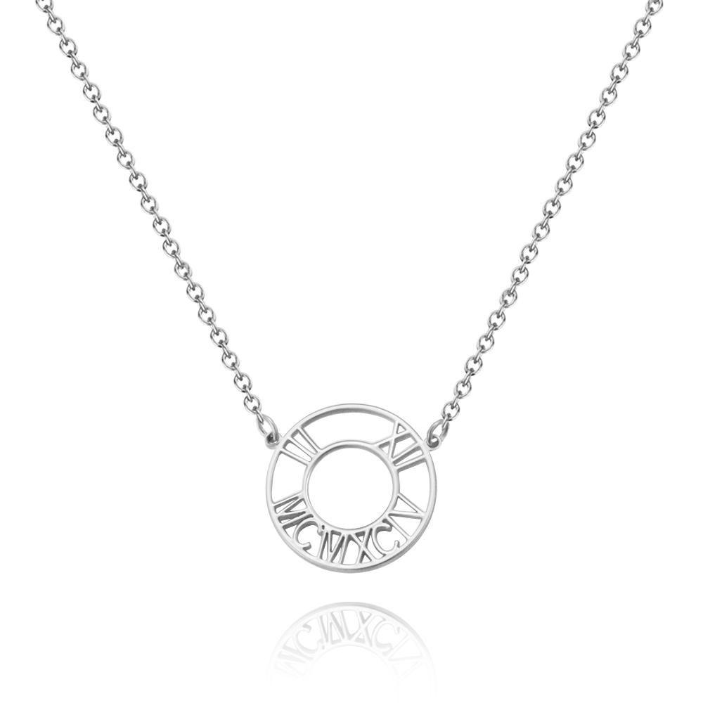 Collier Prenom Collier Chiffre Romain Collier Date Personnalisé Cadeaux Commémoratifs Plaqué Platine
