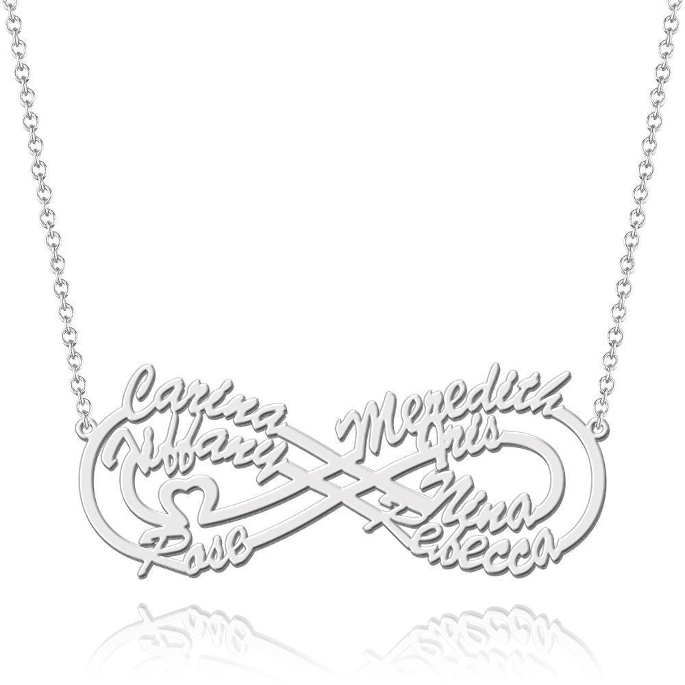 Collier Prenom Collier Prénom Infini Quatre Noms Cadeaux Pour Famille Plaqué Or Rose