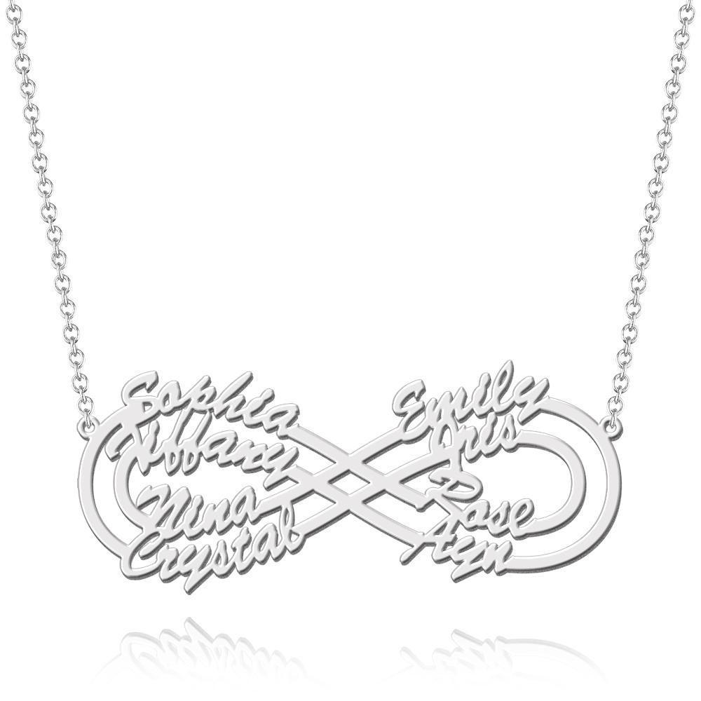 Collier Prenom Collier Prénom Infini Quatre Noms Cadeaux Pour Famille Plaqué Or Rose