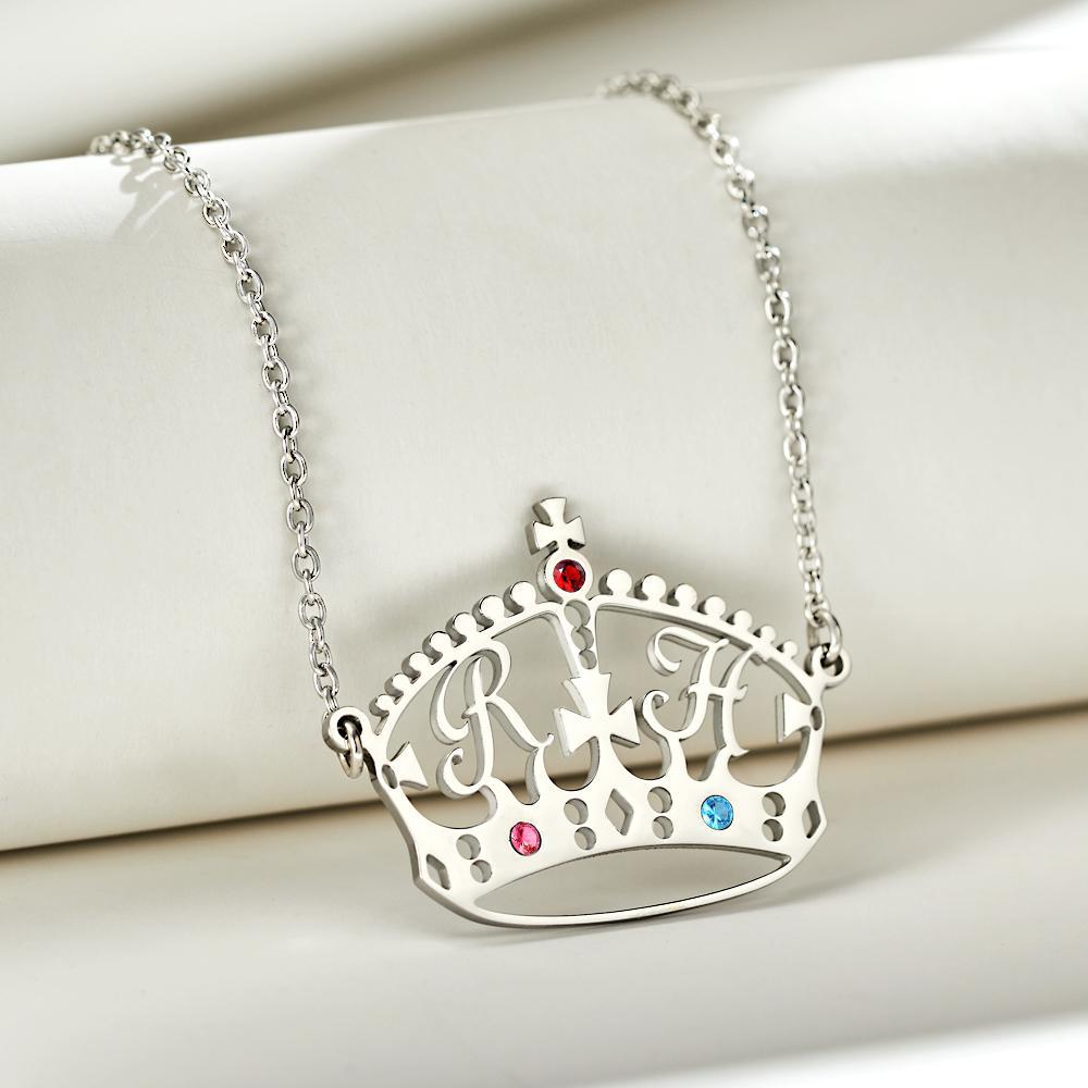 Collier Prenom Collier D'échange De Diamants Gravé Personnalisé Collier En Forme De Diadème Cadeau Pour Elle