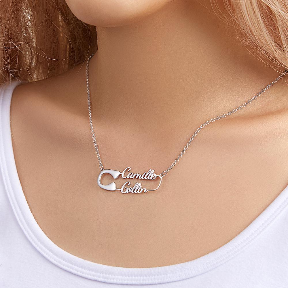 Collier Prenom Collier Gravé Personnalisé Clip Forme Collier Collier Simple Cadeau Pour Elle