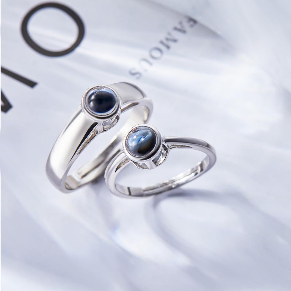 Bague De Projection De Photo Personnalisée Bague Réglable Pour Petite Amie Bague De Déclaration De Couples Personnalisés Bijoux De Mariage Cadeau D'anniversaire - soufeelfr
