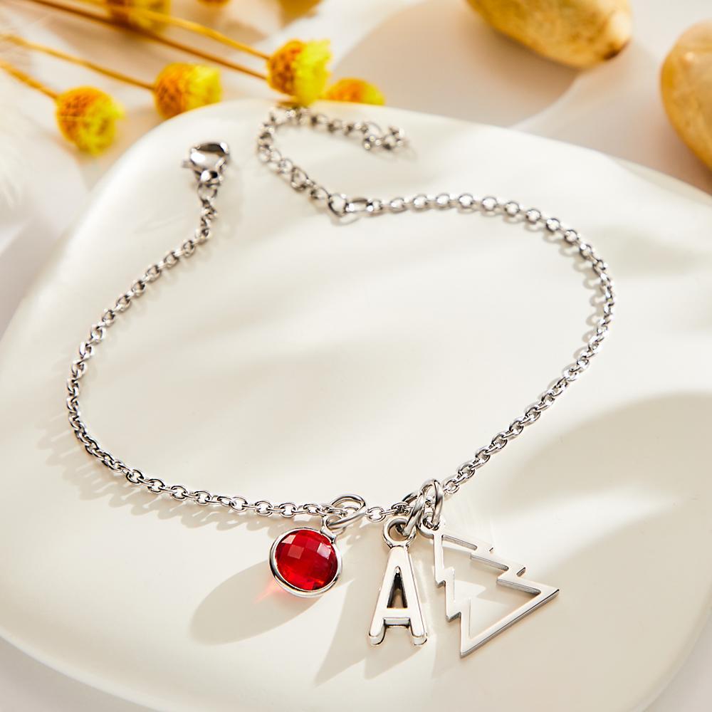 Bracelet Personnalisé Bracelet À Breloques De Noël Diamant Personnalisé Birthstone 26 Lettres Anglaises Peuvent Cadeau Pour Vous Choisir
