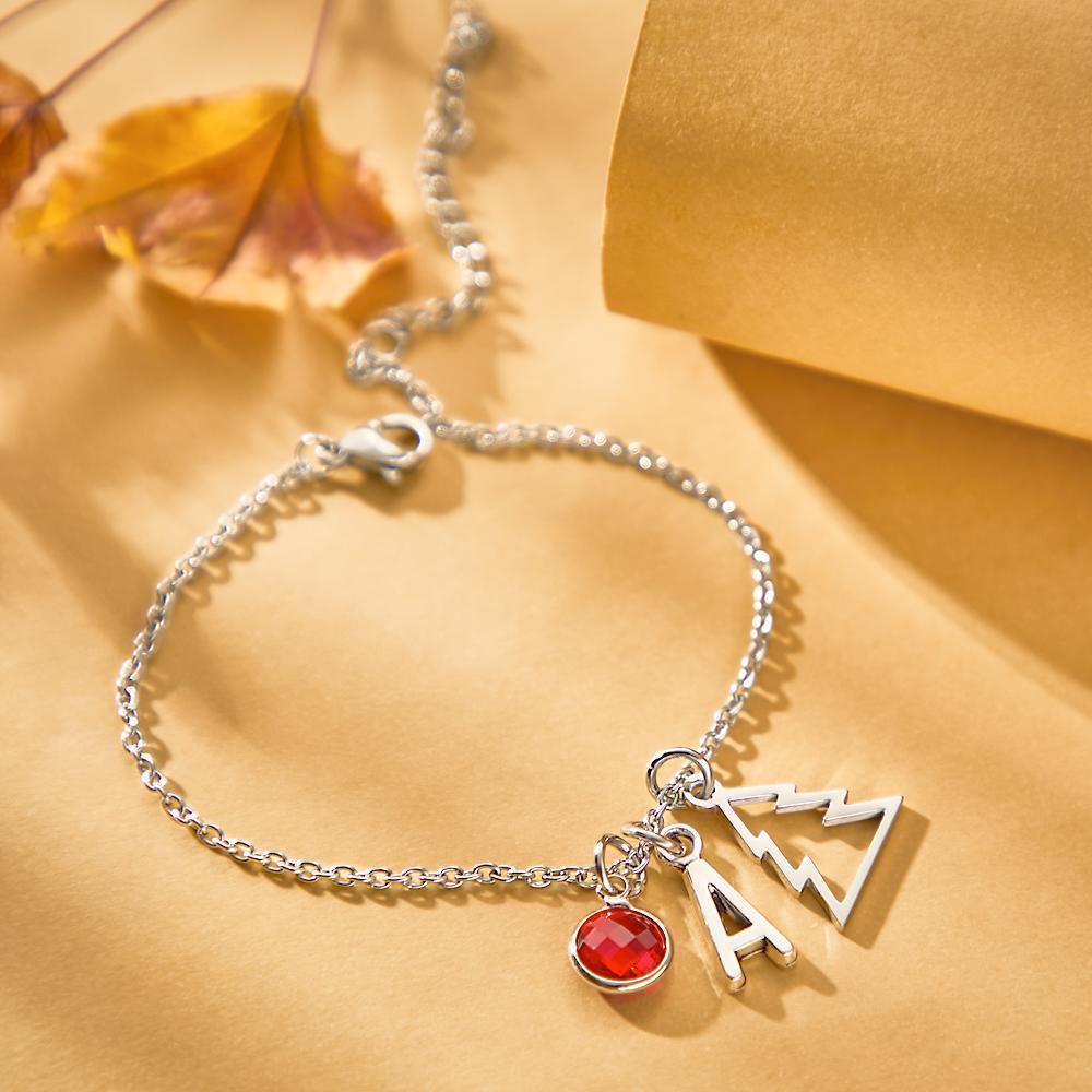Bracelet Personnalisé Bracelet À Breloques De Noël Diamant Personnalisé Birthstone 26 Lettres Anglaises Peuvent Cadeau Pour Vous Choisir