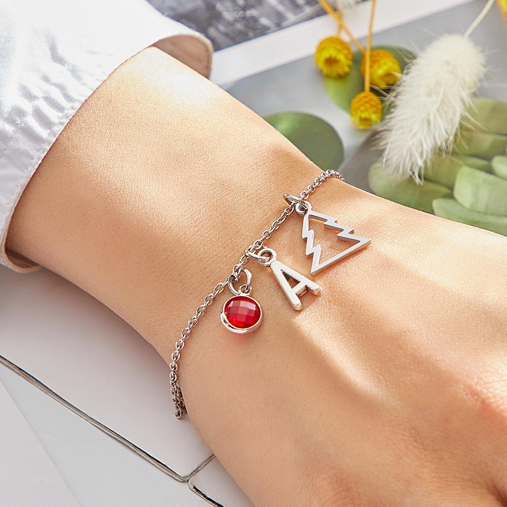 Bracelet Personnalisé Bracelet À Breloques De Noël Diamant Personnalisé Birthstone 26 Lettres Anglaises Peuvent Cadeau Pour Vous Choisir
