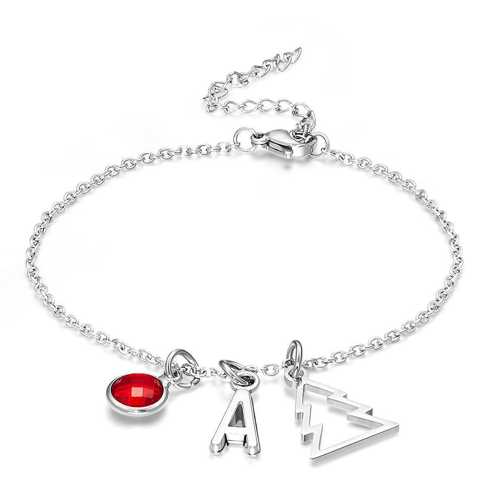 Bracelet Personnalisé Bracelet À Breloques De Noël Diamant Personnalisé Birthstone 26 Lettres Anglaises Peuvent Cadeau Pour Vous Choisir