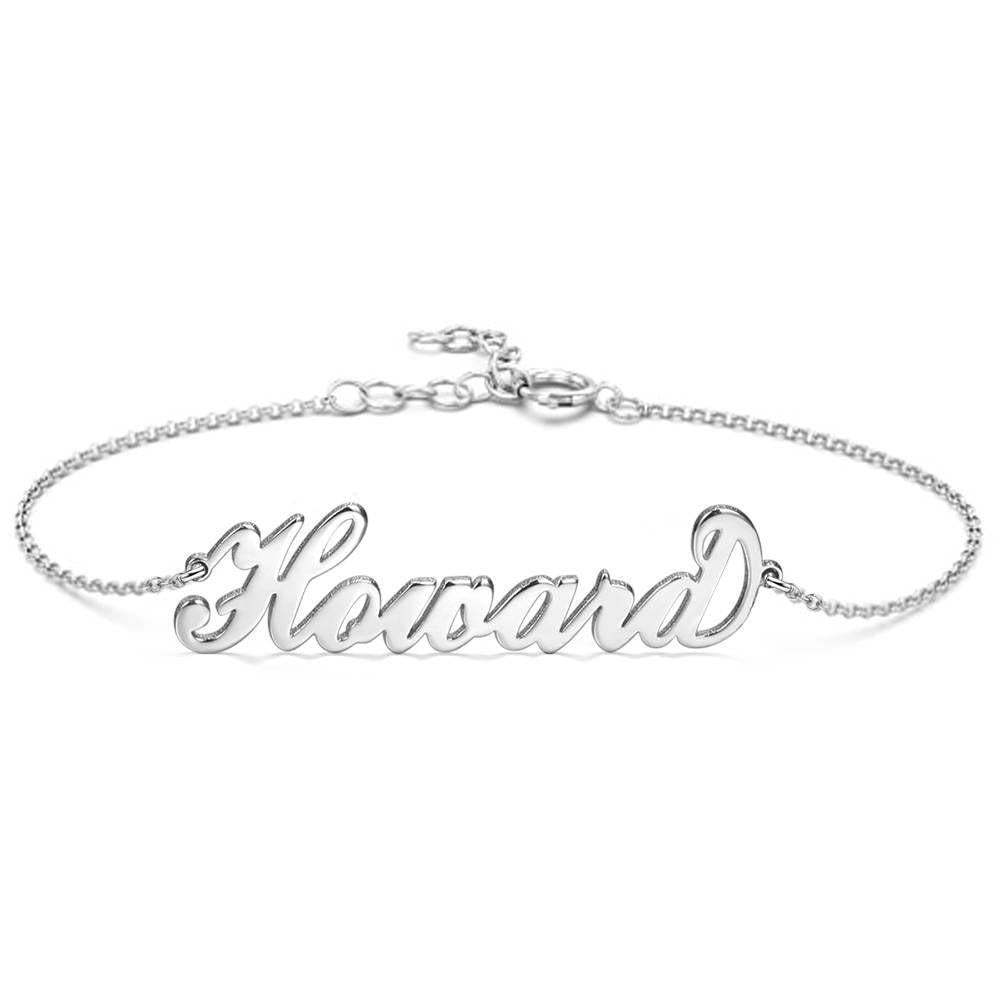 Bracelet Personnalisé Bracelet Prénom Personnalisé, Bracelet Any Name Plaqué Platine - Argent