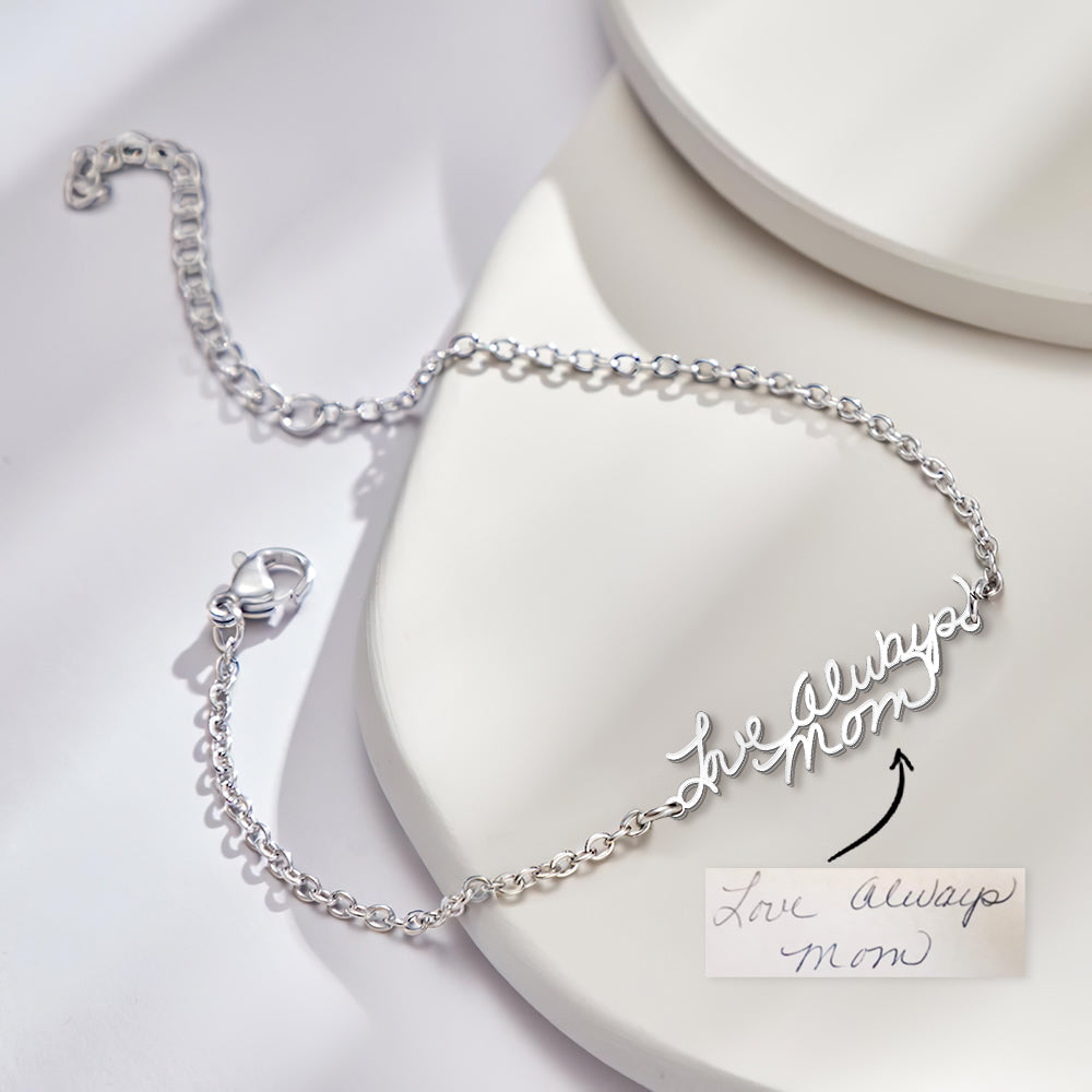 Bracelet D'écriture Manuscrite Photo Personnalisé Souvenir Souvenir Personnalisé Cadeau Pour Maman Petite Amie Famille - soufeelfr