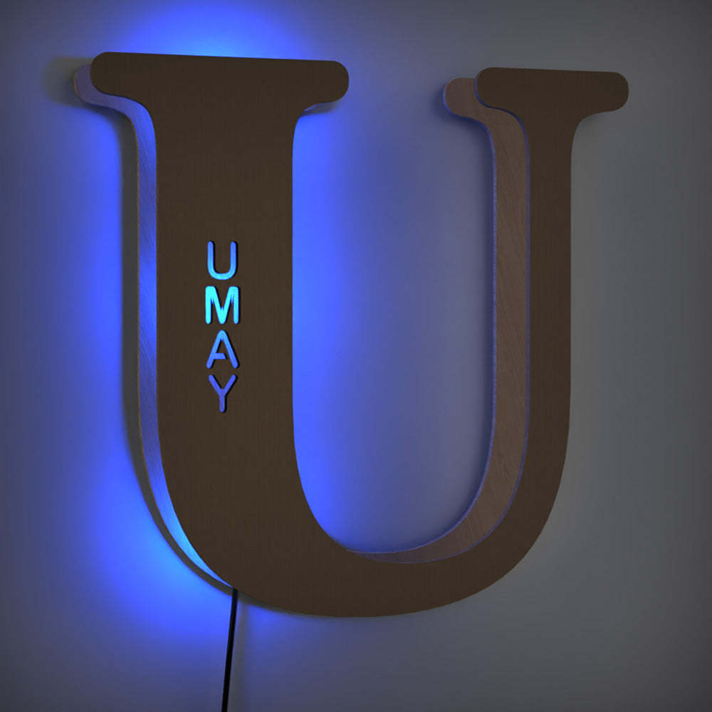 Créatif En Bois Jusqu'à Lettre Nom Signe Lampe Panneau D'affichage Lampe Lampe Veilleuse
