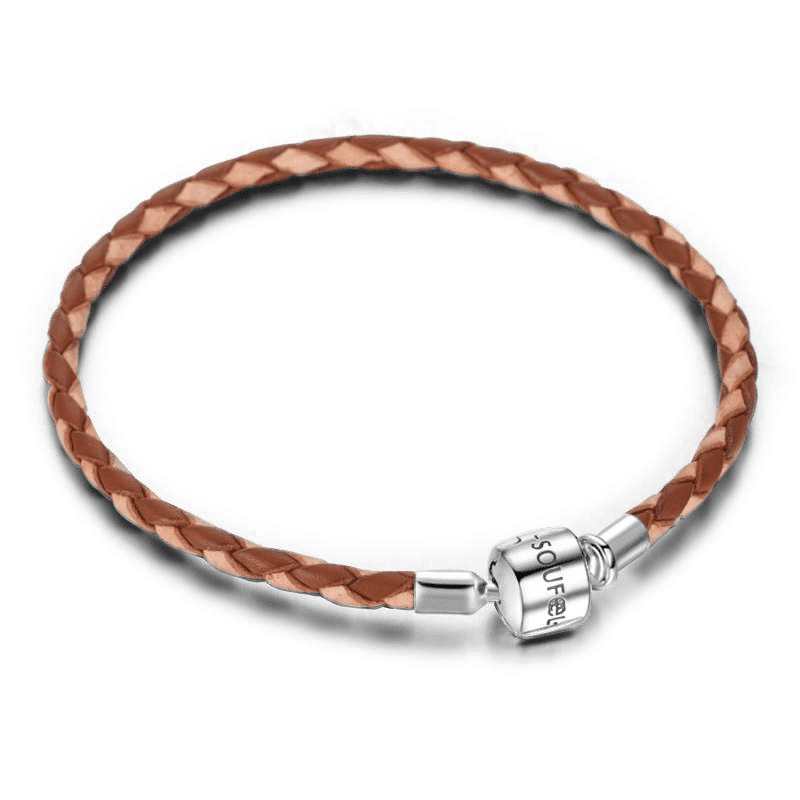 Bracelet Personnalisé Tressé En Cuir - Bicolore Argent