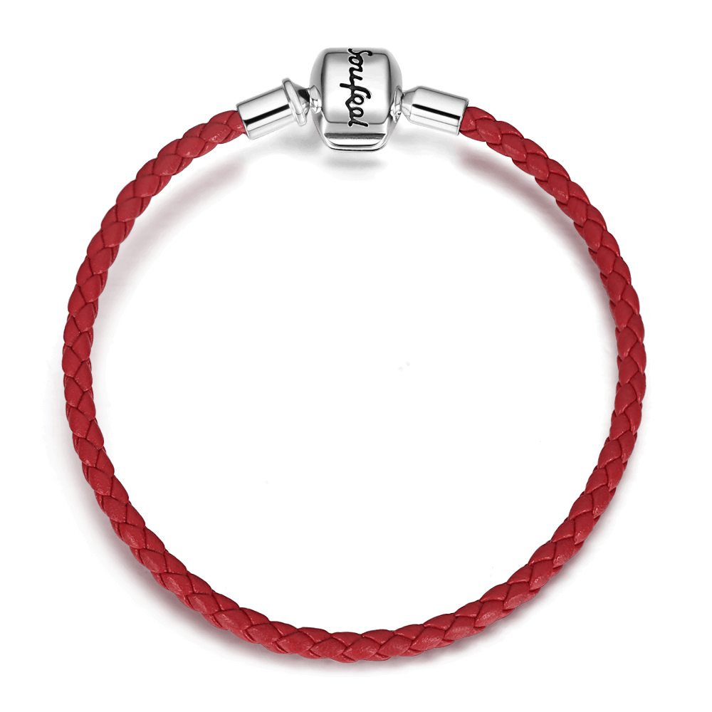 Bracelet Personnalisé Bracelet Tressé En Cuir Rouge Avec Fermoir En Argent