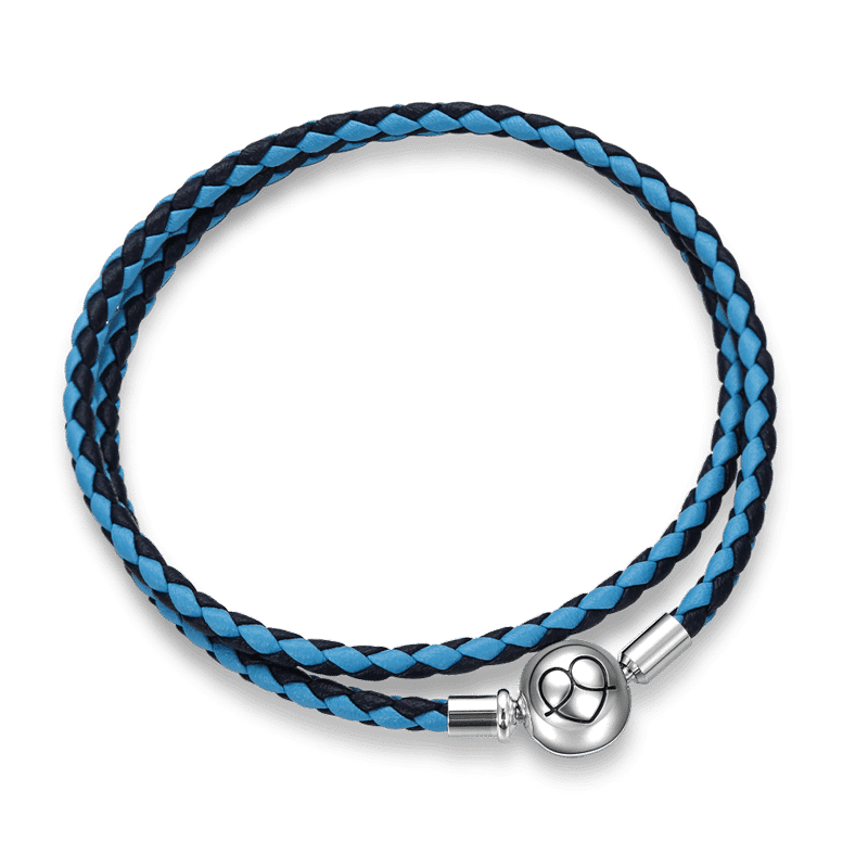 Bracelet Personnalisé Bracelet En Double Cuir Blue Argent