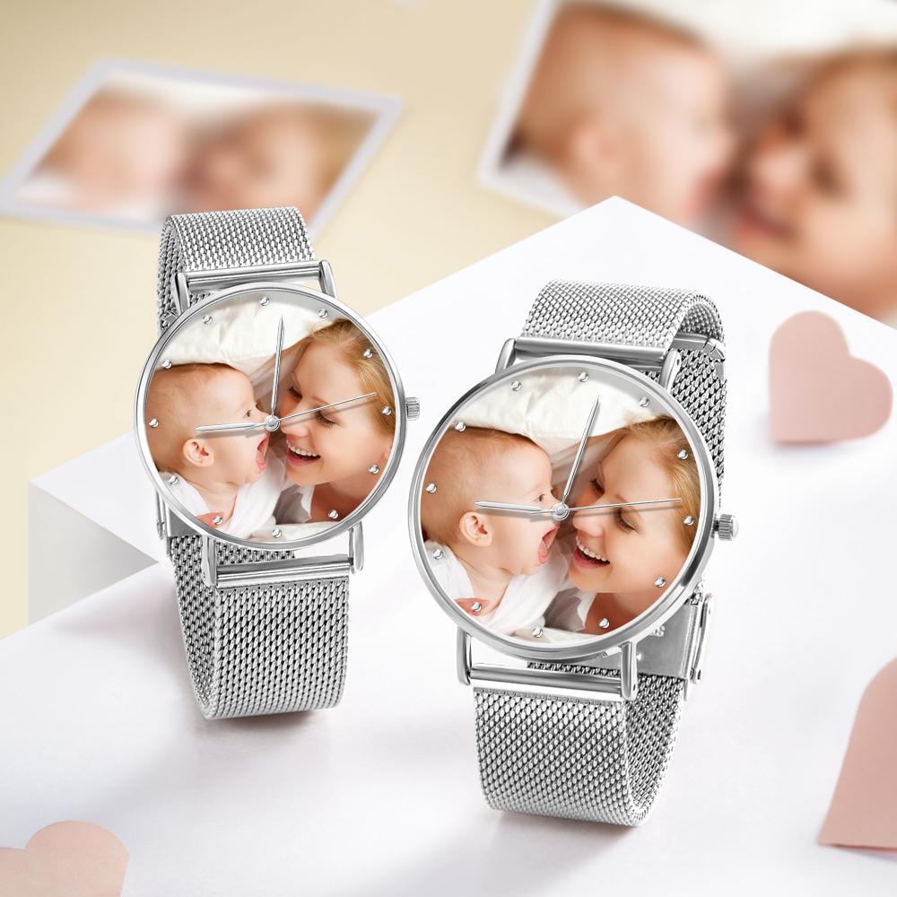 Gravable Montres Photo Femme Avec Bracelet En Alliage