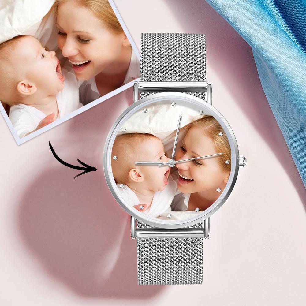 Gravable Montres Photo Femme Avec Bracelet En Alliage