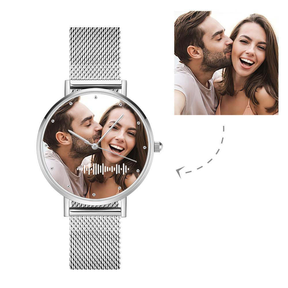 Numérisable Musique Personnalisée Code Montre Gravée Musique Chanson Photo Montre 36mm Cadeaux Elle