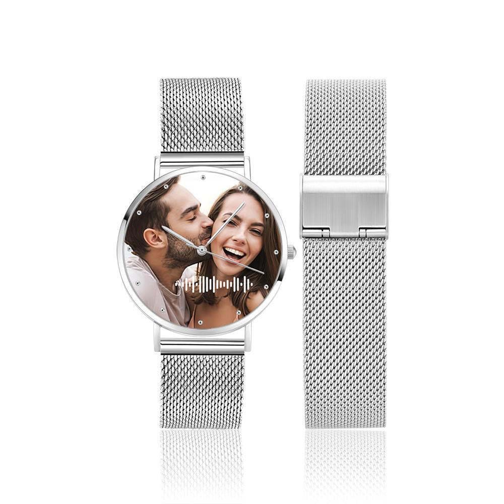 Numérisable Musique Personnalisée Code Montre Gravée Musique Chanson Photo Montre 36mm Cadeaux Elle