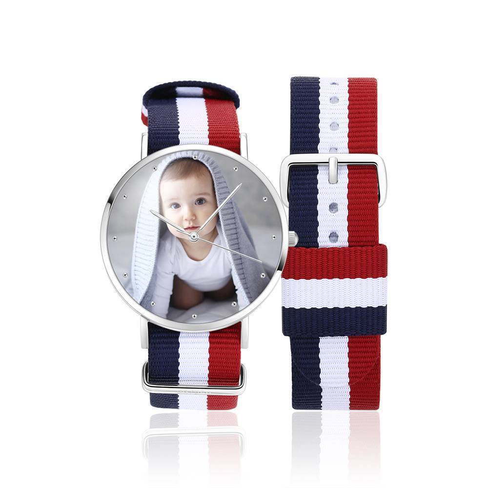 Gravable Montre Photo Femme Avec Bracelet Nylon Couleur 36mm