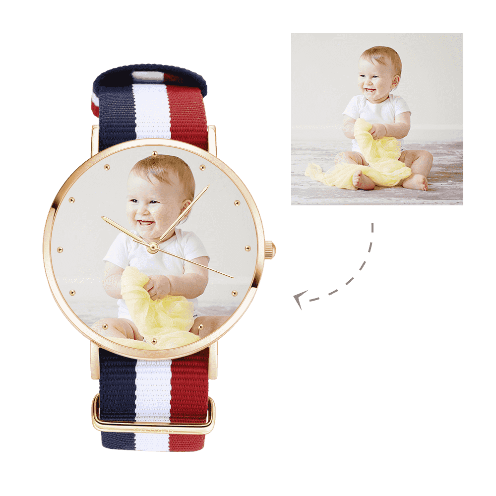 Gravable Montre Photo Femme Avec Bracelet Nylon Couleur 36mm