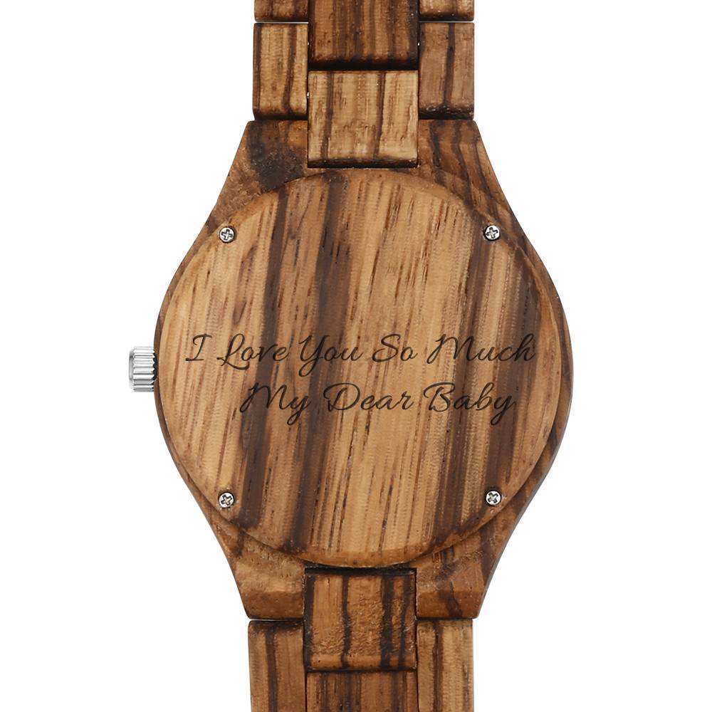 Montre Photo En Bois Gravé Pour Homme Avec Bracelet En Bois 45mm