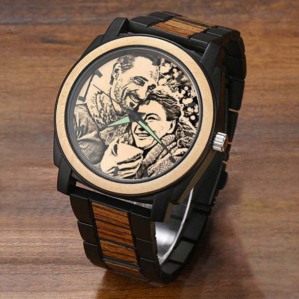 Montre Personnalisée Gravée,Montre Photo Avec Bracelet En Alliage Rouge