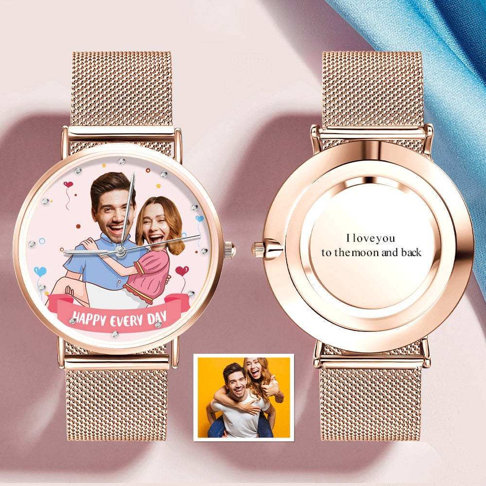 Horloge Photo Personnalisée Horloge Couple Drôle Cadeau Saint Valentin Personnalisé