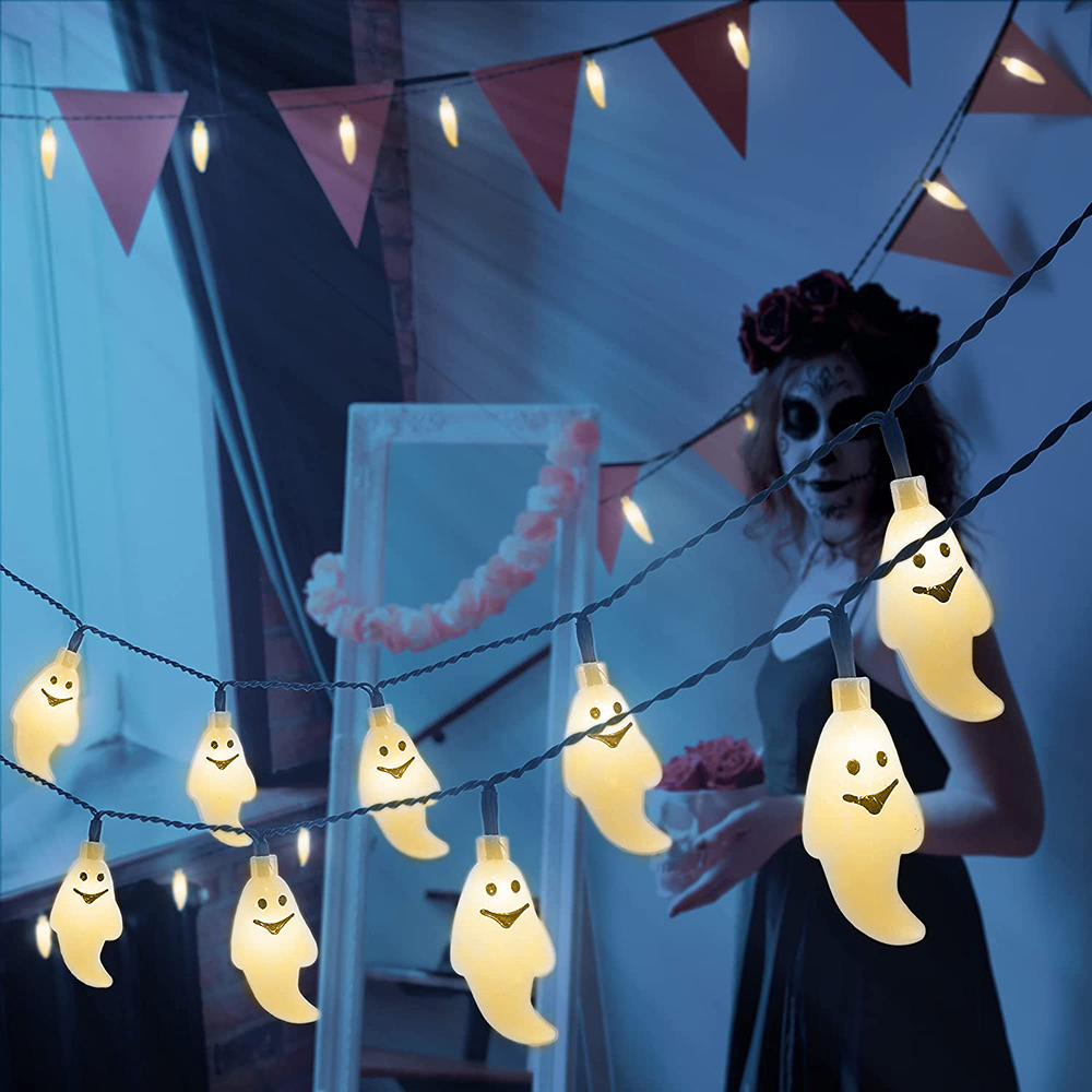 3 Couleurs D'éclairage Guirlandes Lumineuses Décoratives D'halloween Pour Les Décorations Extérieures D'intérieur De Fête À Thème D'halloween - soufeelfr
