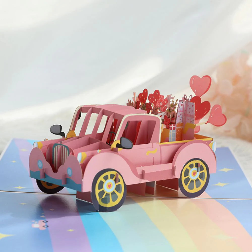 3d Creative Valentine's Day Pop Up Card Love Car Pop Up Carte De Voeux