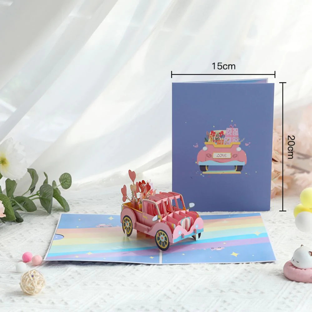 3d Creative Valentine's Day Pop Up Card Love Car Pop Up Carte De Voeux