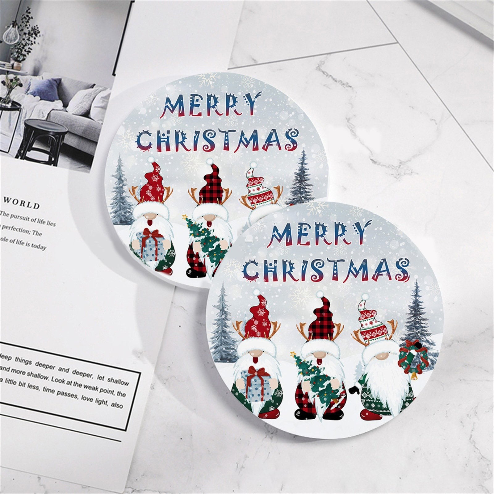 Sous-verres De Noël Pour Boissons Ensemble De 4 Décor De Salon Ou De Café-bar