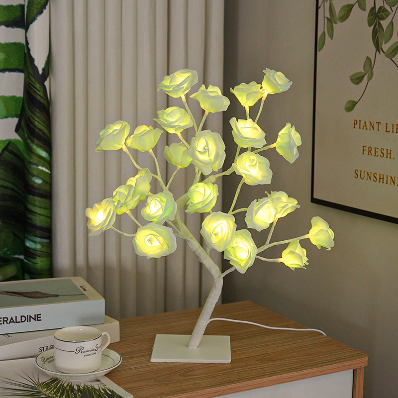 Cadeau D'anniversaire De Lumière De Nuit Décorative De Lumière De Rosier De Fleur De Simulation De Led Pour L'amant - Vert - soufeelfr