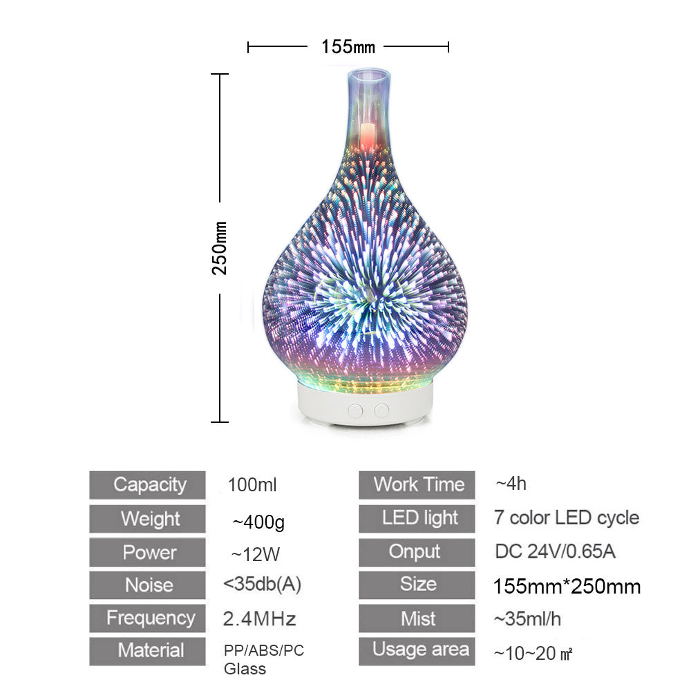 Lampe D'aromathérapie Exquise Couleur Changeante Feux D'artifice Humidificateur Cadeaux Pour La Maison - soufeelfr
