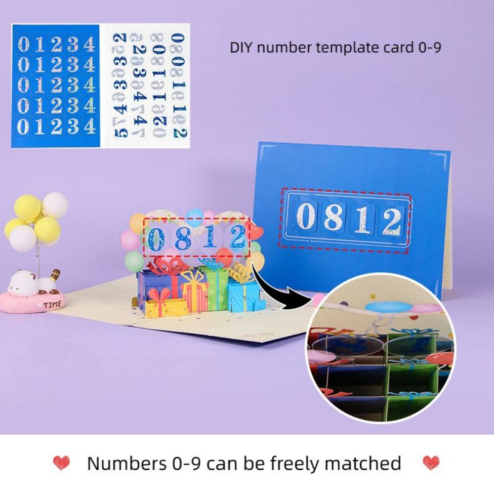Diy Number Gift Box 3d Pop Up Carte De Voeux Cadeau D'anniversaire Cadeau Commémoratif - soufeelfr