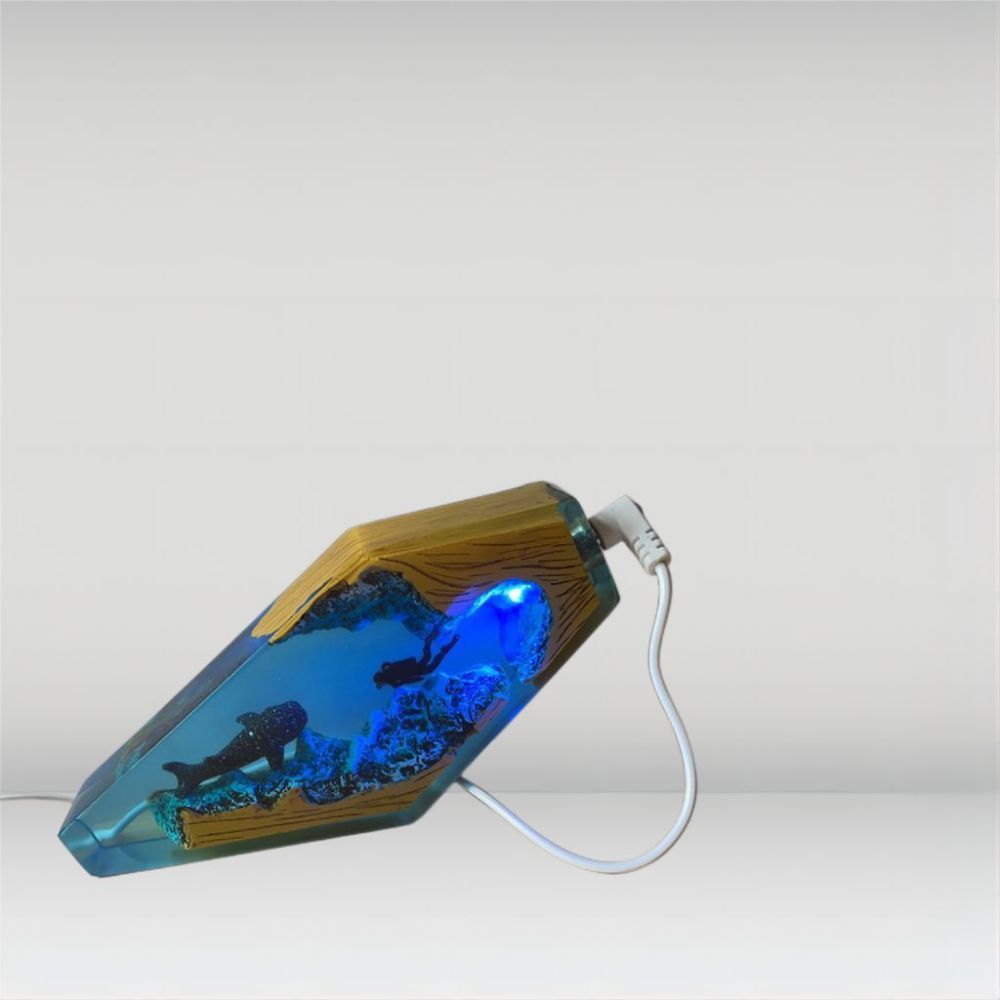 Baleine Requin Et Plongeur Veilleuse Résine Époxy Lampe Décor À La Maison Cadeau Unique - soufeelfr