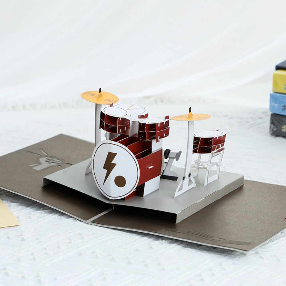 Fête Des Pères 3d Pop Up Card Drum Kit Carte De Voeux Pour Papa