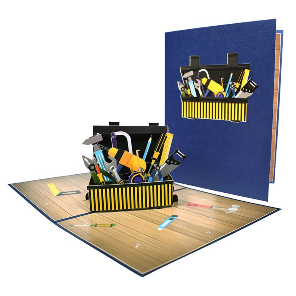 Carte De Voeux 3d Pop Up Card Toolbox Pour La Fête Des Pères Pour Papa