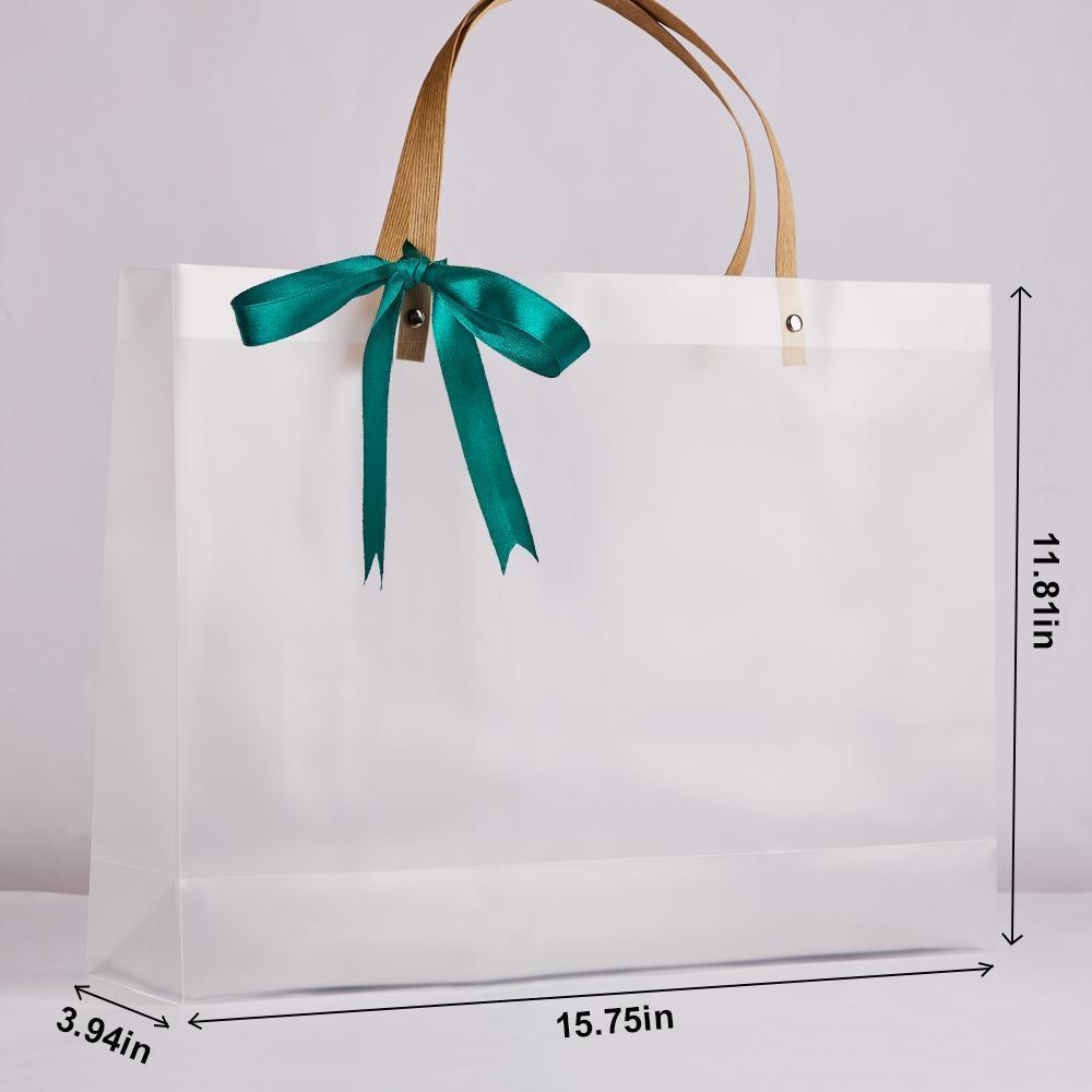 Sac cadeau transparent avec poignées Sac en plastique blanc givré réutilisable pour cadeau