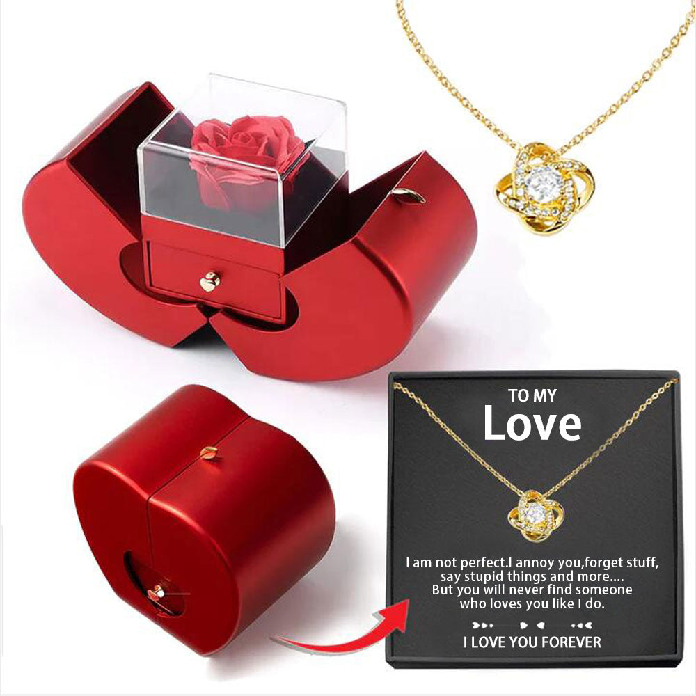 Coffret Cadeau Collier To My Love Avec Fleur D'éternité Rose Rouge - soufeelfr
