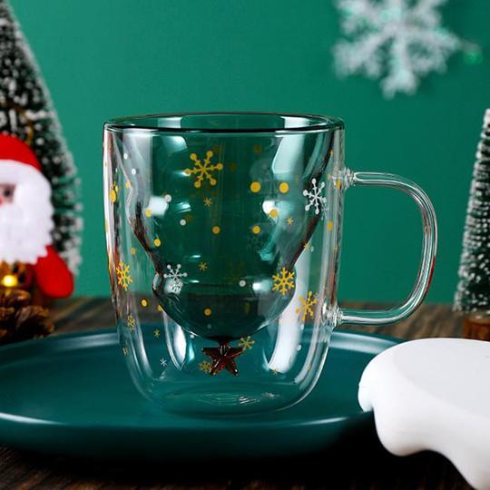 Arbre De Noël Ciel Étoilé Tasse Tasse En Verre À Double Paroi Tasses À Thé Tasses À Café Cadeaux Mignons Pour Noël - soufeelfr