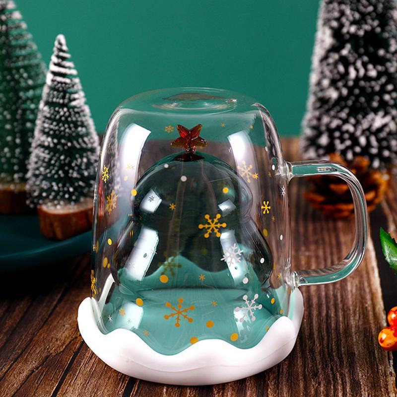 Arbre De Noël Ciel Étoilé Tasse Tasse En Verre À Double Paroi Tasses À Thé Tasses À Café Cadeaux Mignons Pour Noël - soufeelfr