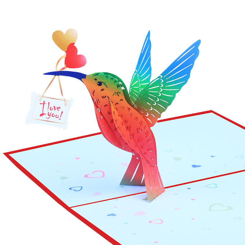 Carte De Voeux Pop-up Creative Hummingbird Cartes D'animaux Festifs