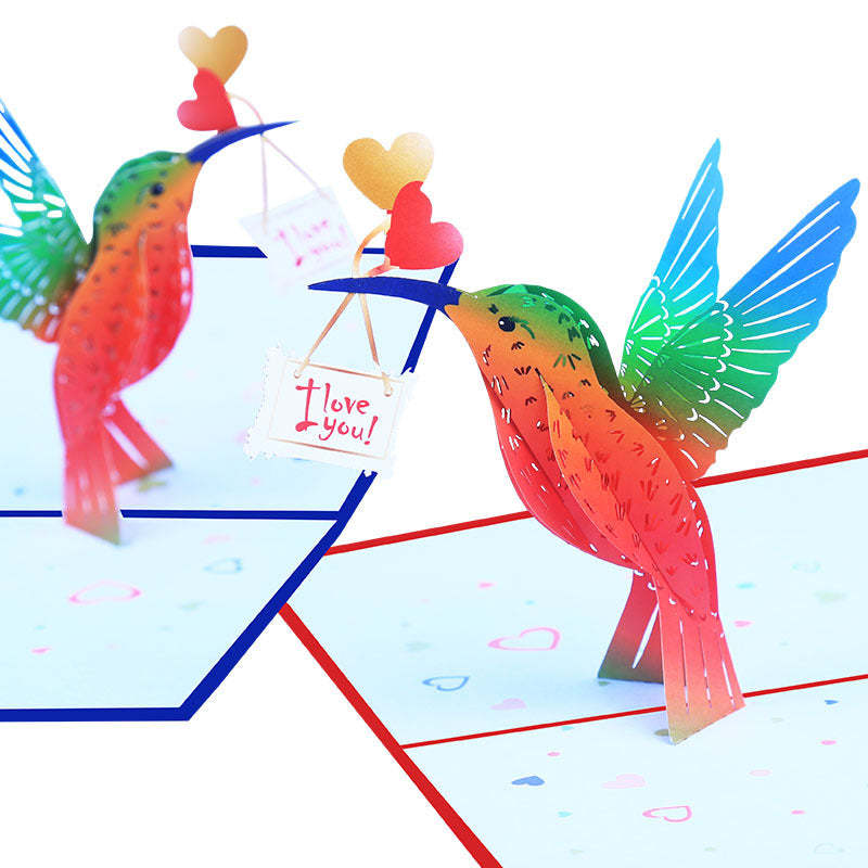 Carte De Voeux Pop-up Creative Hummingbird Cartes D'animaux Festifs - soufeelfr