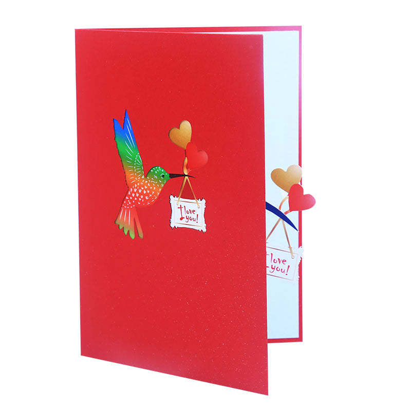 Carte De Voeux Pop-up Creative Hummingbird Cartes D'animaux Festifs - soufeelfr