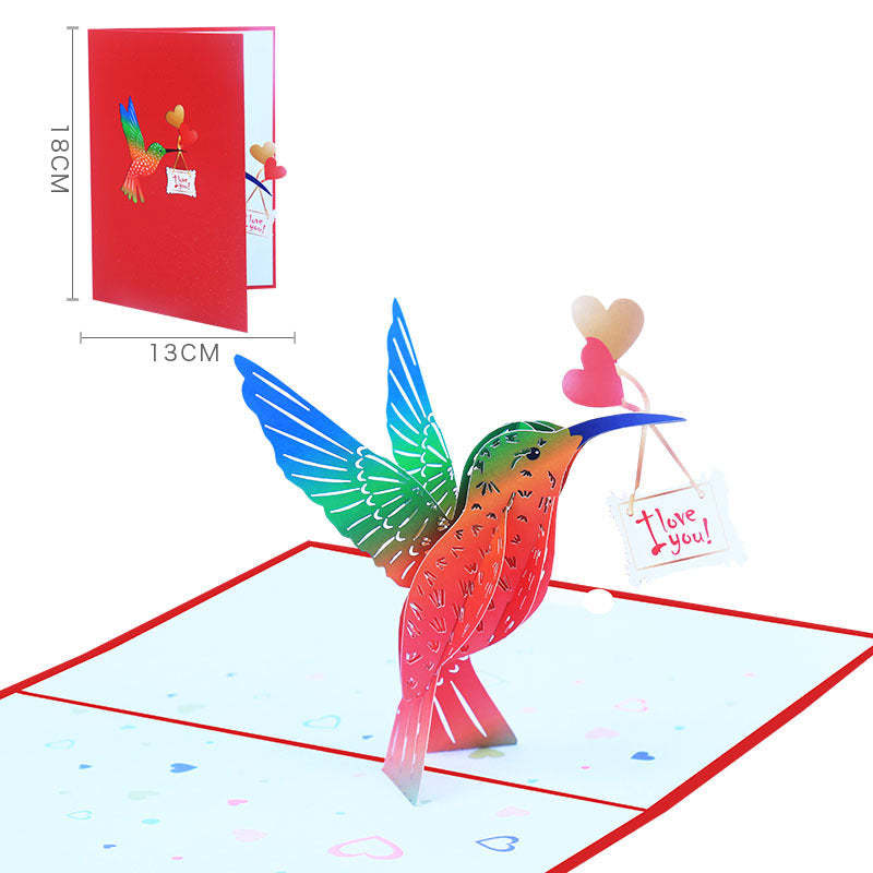 Carte De Voeux Pop-up Creative Hummingbird Cartes D'animaux Festifs - soufeelfr