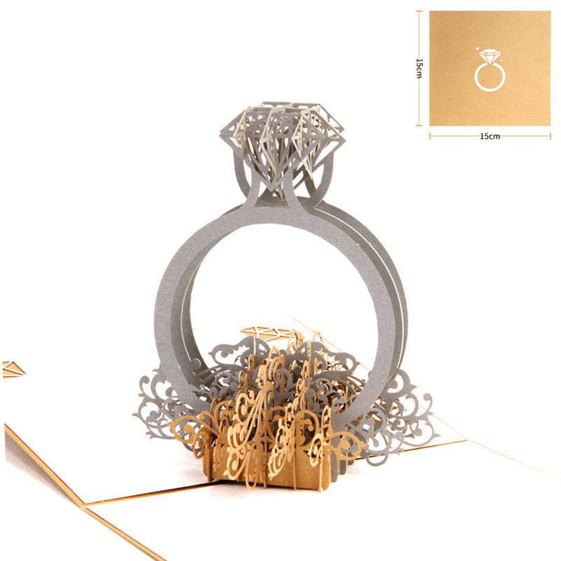 Carte De Voeux De Mariage Avec Bague En Diamant Créative Carte De Voeux Pop-up 3d - soufeelfr