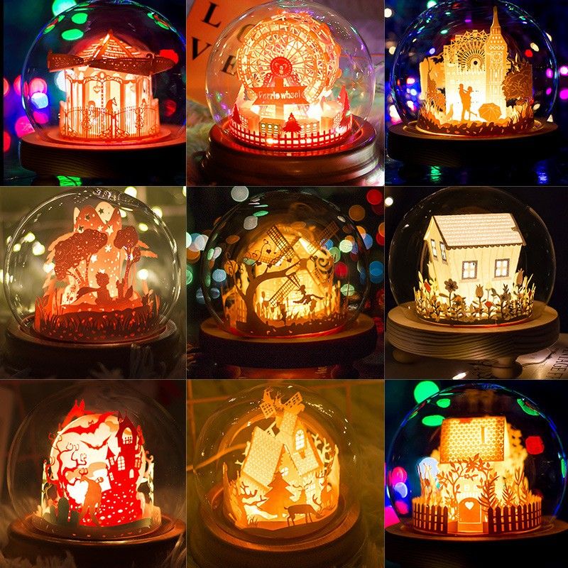 Bricolage Papier Sculpture Lampe 3d Romantique Lumière Et Ombre Lampe Décoration De Bureau Cadeaux - soufeelfr