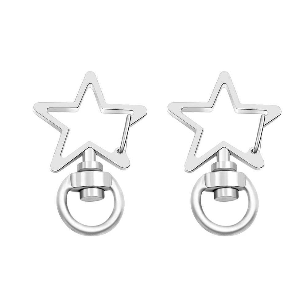 Porte-clés À Mousqueton Pivotant En Forme D'étoile Porte-clés À Ressort En Métal Argent Deux - soufeelfr